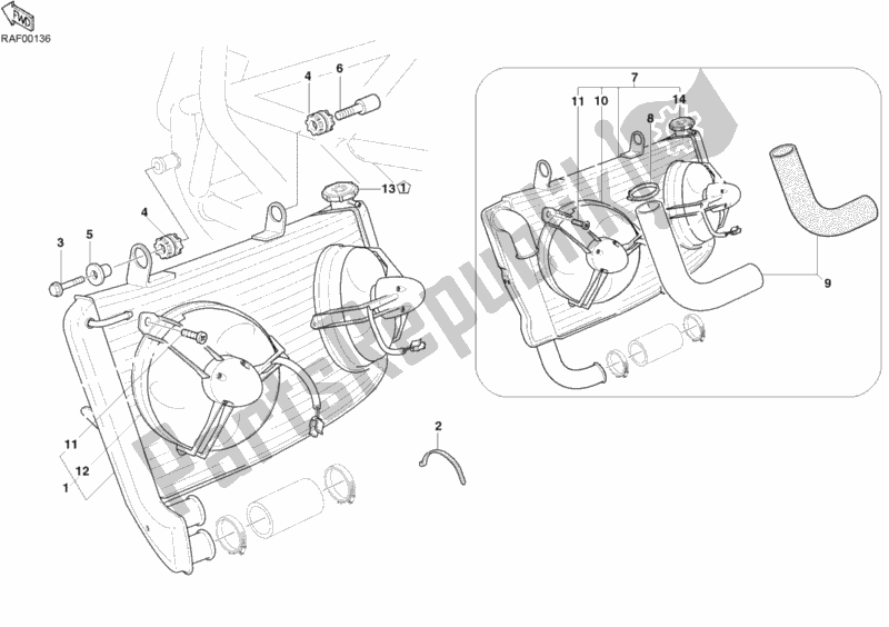 Tutte le parti per il Refrigeratore D'acqua del Ducati Superbike 999 S 2003